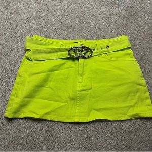 SOLD Forever 21 Neon Green Belted Micro Mini Skirt